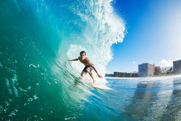Surfer Getting Barreled - obrazy, fototapety, plakaty