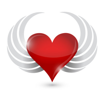 heart illustration design with wings