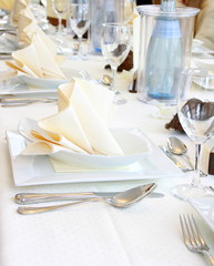 Decorated table in restaurant waiting for party
