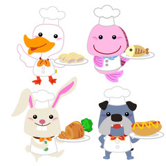 cute cartoon animal cook collection