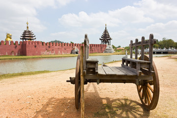 Ancient wooden wagon in the old palace.