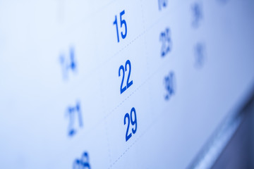 Blue toned calendar page