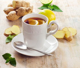 Cup of tea  and ginger