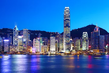 Poster Hong Kong city at night © leungchopan