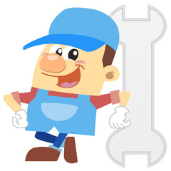 cartoon plumber with white background
