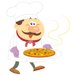 cartoon cook with white background