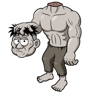 Vector of illustration of Cartoon zombie headless