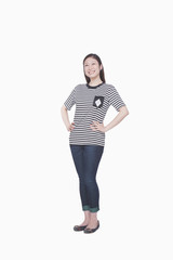 Fototapeta premium Young Woman smiling looking up