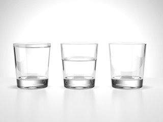 full,half  and empty water glasses