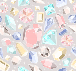 Seamless pastel diamonds pattern. Background with colorful gemst © Dovikuu
