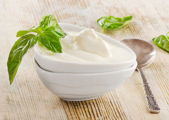 Yogurt with basil