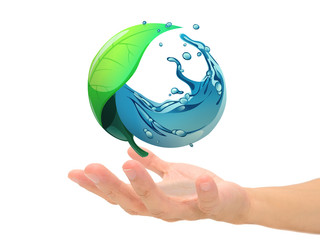 leaf and water on hand