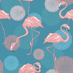 Abwaschbare Fototapete Flamingo Nahtloses Muster von Flamingos