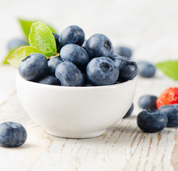 Blueberries on a wooden table