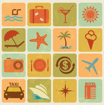Set of 16 travel,tourism icons