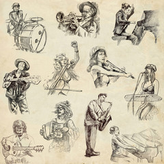 Musiciens - Une illustration dessinée à la main