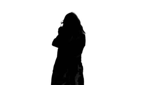 Silhouettes of couple meeting again on white background