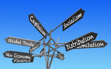 Fototapeta premium world economy signs post