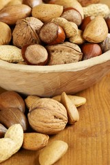 Wooden bowl with nuts