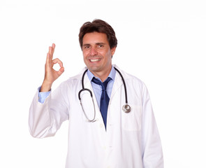 Charming medical doctor showing you ok sign