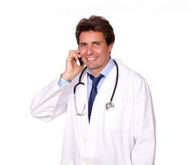 Fototapeta premium Professional medical doctor speaking on cellphone