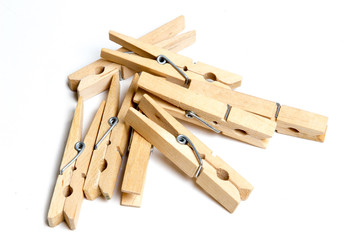 Clothespins isolated on white background
