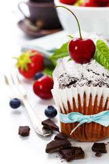 chocolate cake with fresh berry
