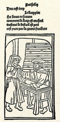 La Farce de maître Pierre Pathelin (with textile merchant)