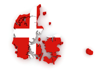 Three-dimensional map of Denmark.