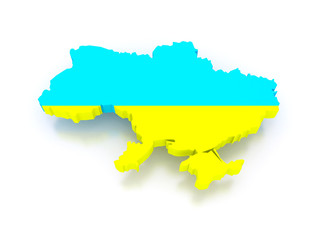 Obraz premium Three-dimensional map of Ukraine.
