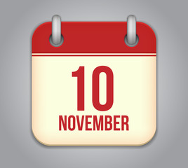 Vector November 10 calendar app icon
