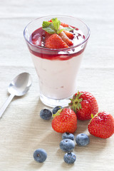Panna cotta with strawberries