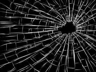 Radial cracks on broken glass.