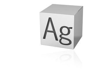 Silver cube with Ag mark