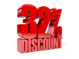 32 percent discount. Red shiny text.