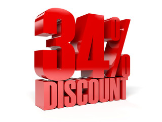 34 percent discount. Red shiny text.