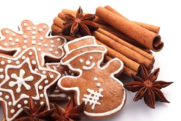 Gingerbread cookies and spices for Christmas baking