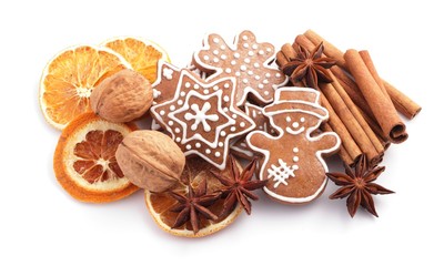 Gingerbread cookies and spices for Christmas baking