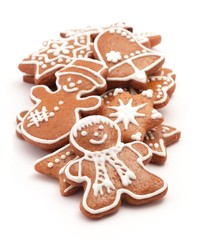 Gingerbread cookies on white background.