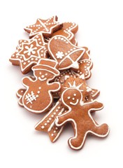 Gingerbread cookies on white background.