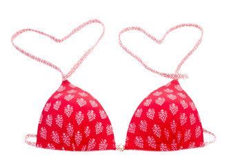 Red bikini top with heart shape