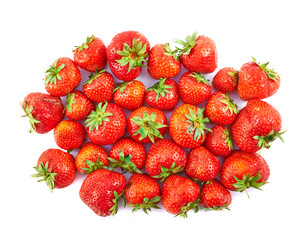 Pile of red strawberries isolated