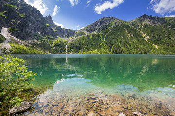 Beautiful scenery of Tatra mountains and lake in Poland - obrazy, fototapety, plakaty