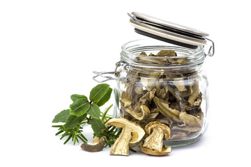 herbs and dried mushrooms - boletus