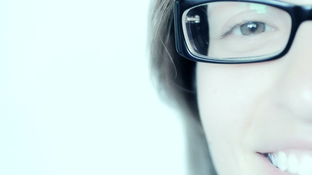 eyes of young girl with glasses- macro