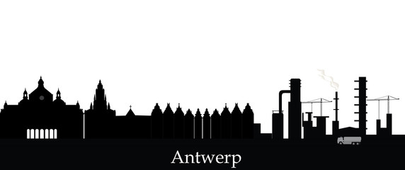 Obraz premium antwerp skyline with text