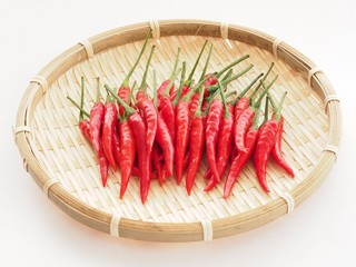 Red chili pepperi in bamboo basket