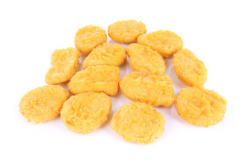 Fried chicken nuggets isolated on white