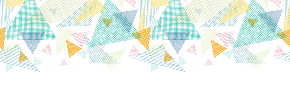Vector abstract fabric triangles horizontal seamless pattern