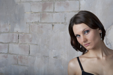 Young woman in black lingerie